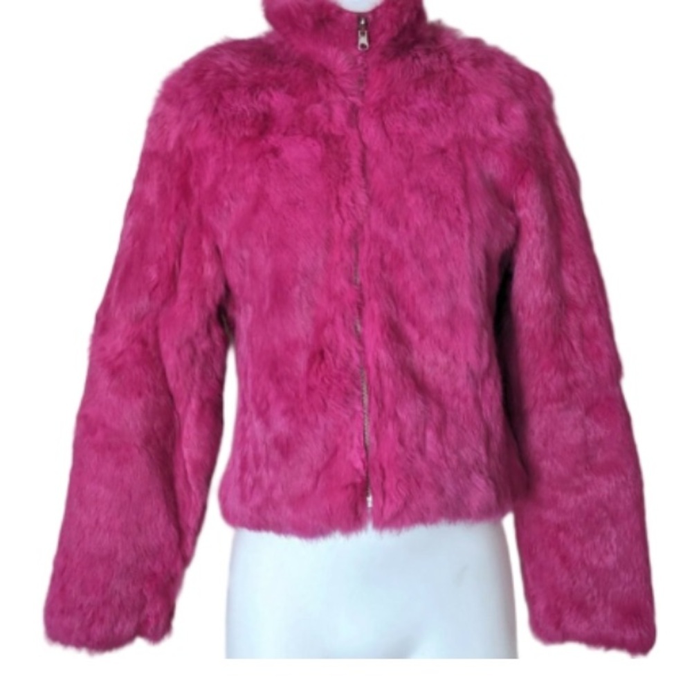 Wilson's Maxima  Pink Rabbit Fur  quilted Reversible Jacket - Picture 4 of 9